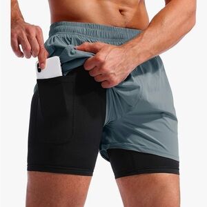 Pudolla mens running shorts with phone‎ pocket size S